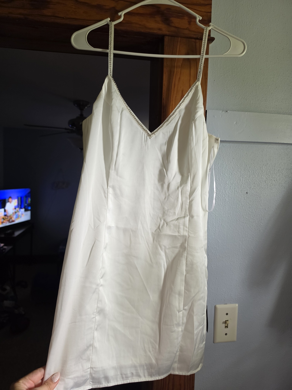 Lulu's White Satin Mini Slip Dress